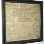 Rebecca H Butters 1824 names Miss E.J. as instructor.  Fine Massachusetts sampler